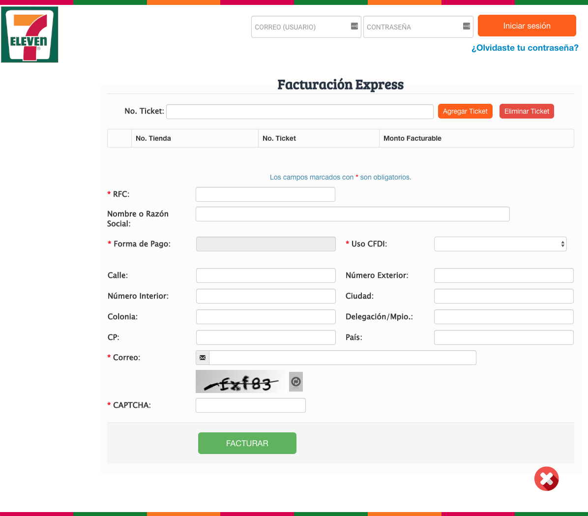 Ejemplo de formulario de facturación electrónica 7-Eleven Ejemplo de formulario de facturación electrónica 7-Eleven